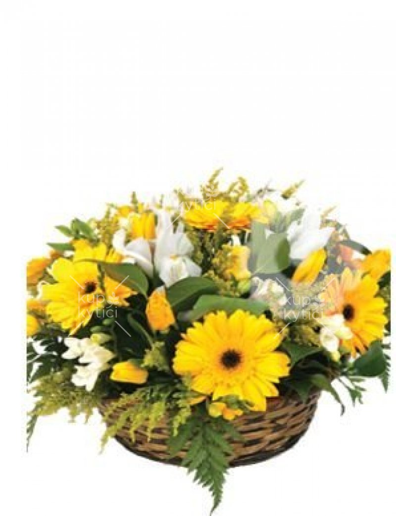 Flower basket in yellow and white combination 4