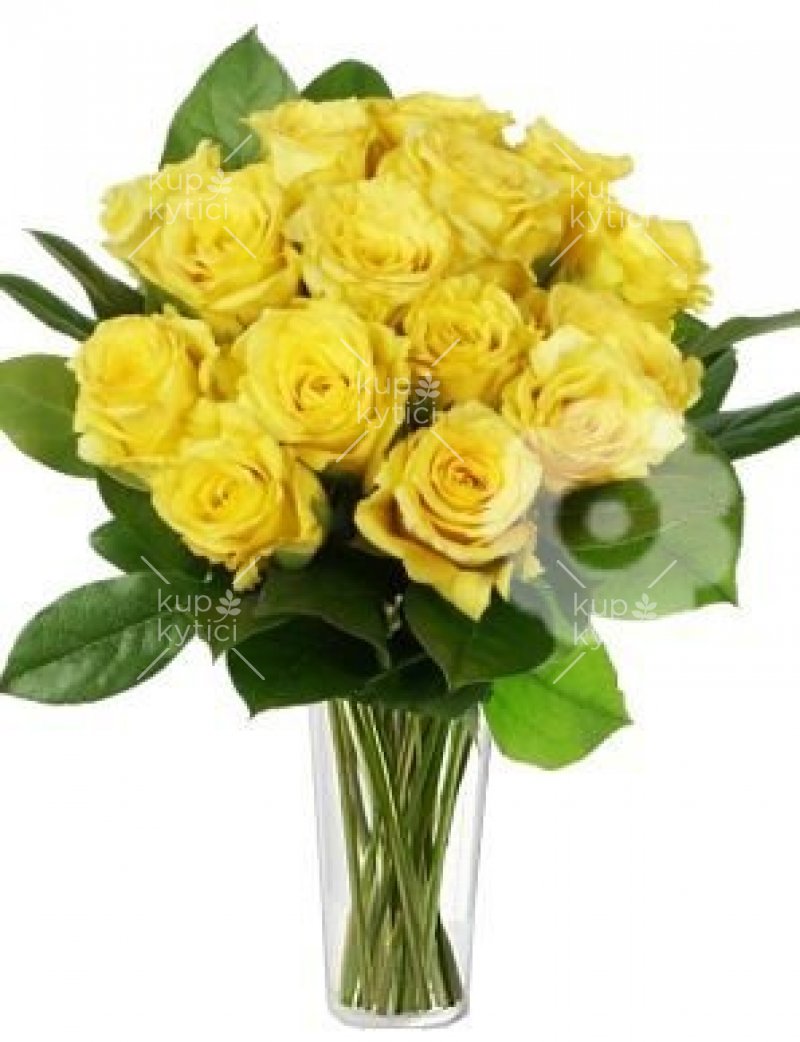 Yellow roses with greenery - Romana