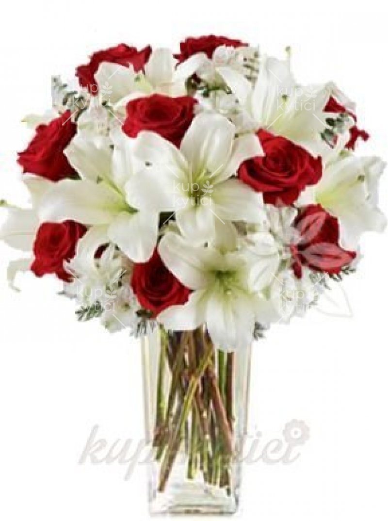 Elegantní bíločervená kytice Dafne