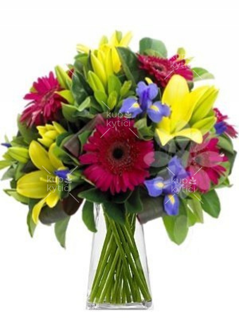 Doručování květin: lilie a irisy