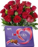 Red Roses + Milk - Delivery of Flowers