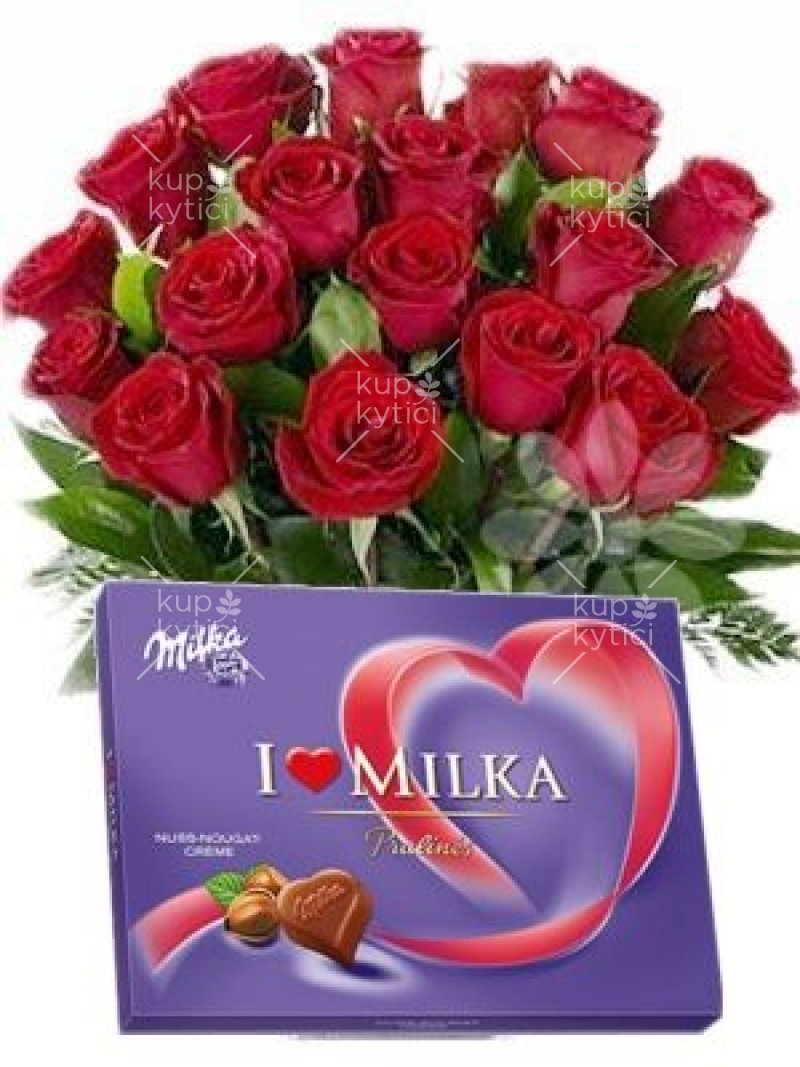 Red Roses + Milk - Delivery of Flowers