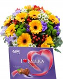 Bouquets + Bonbonier Milka - flower delivery