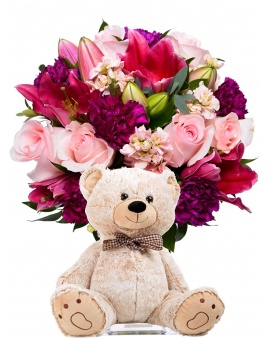 Bouquet ROZA + plush bear