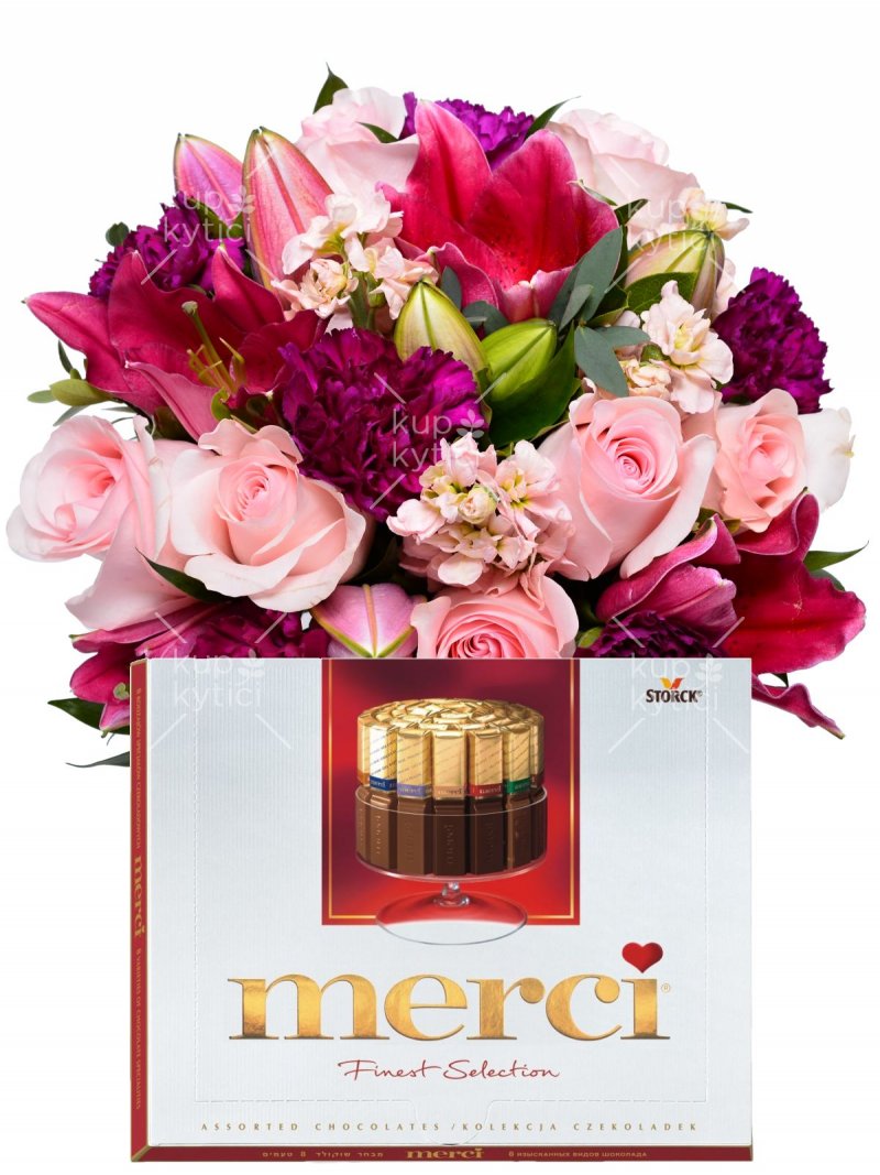 Kytice + Merci - dárkový set
