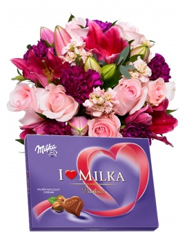 Bouquet ROZA + Milka 110 g