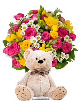 Bouquet SUNNYS + Plush Bear